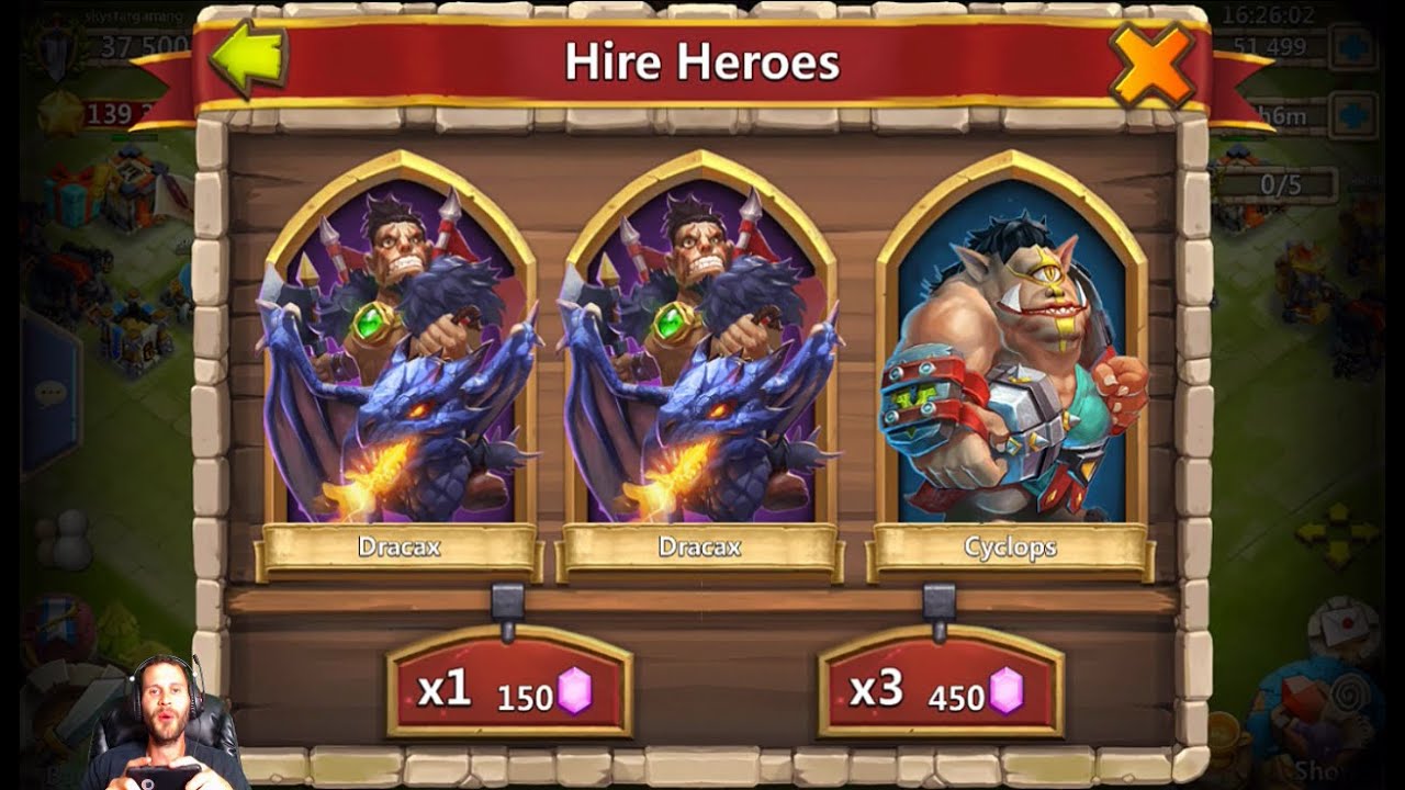 Rolling 70,000 Gems For Heroes INSANE Dracax Roll Castle Clash