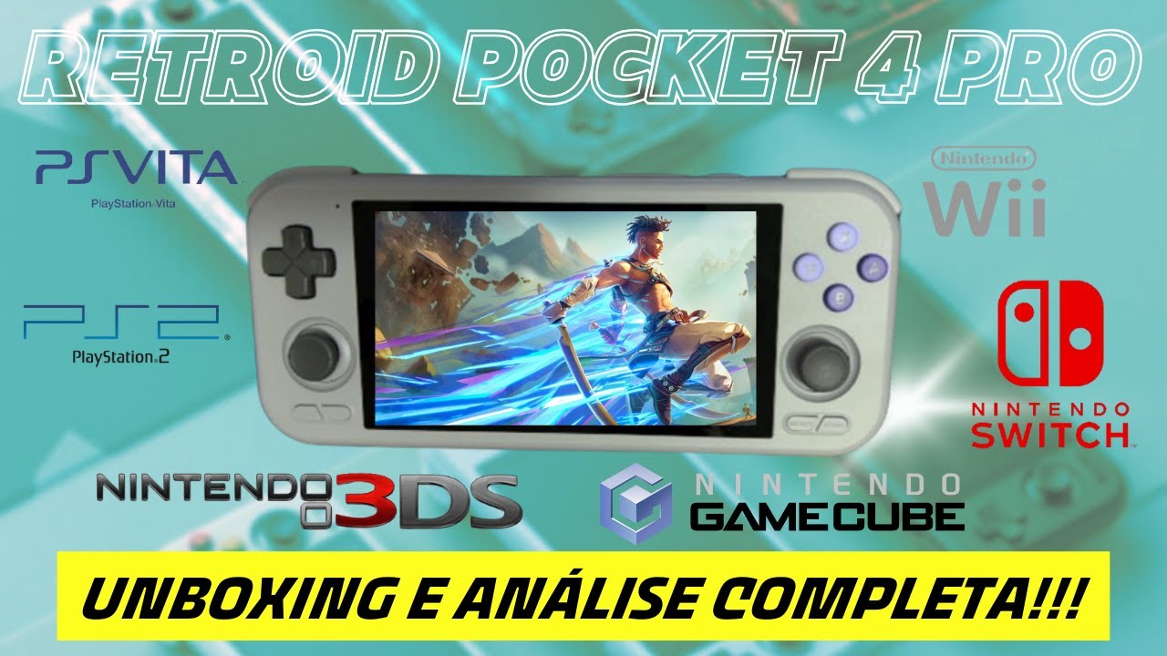 RETROID POCKET 4 PRO RODA SWITCH, PLAYSTATION 2, GAMECUBE, Wii e 3DS ...
