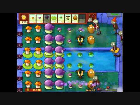 Plants vs Zombies Walkthrough Level 4-2 PLANTERNS RULE!!!!!!!!! .wmv