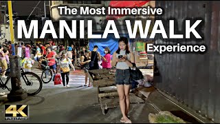 CHAOTIC Manila Philippines Walk at Night [4K]