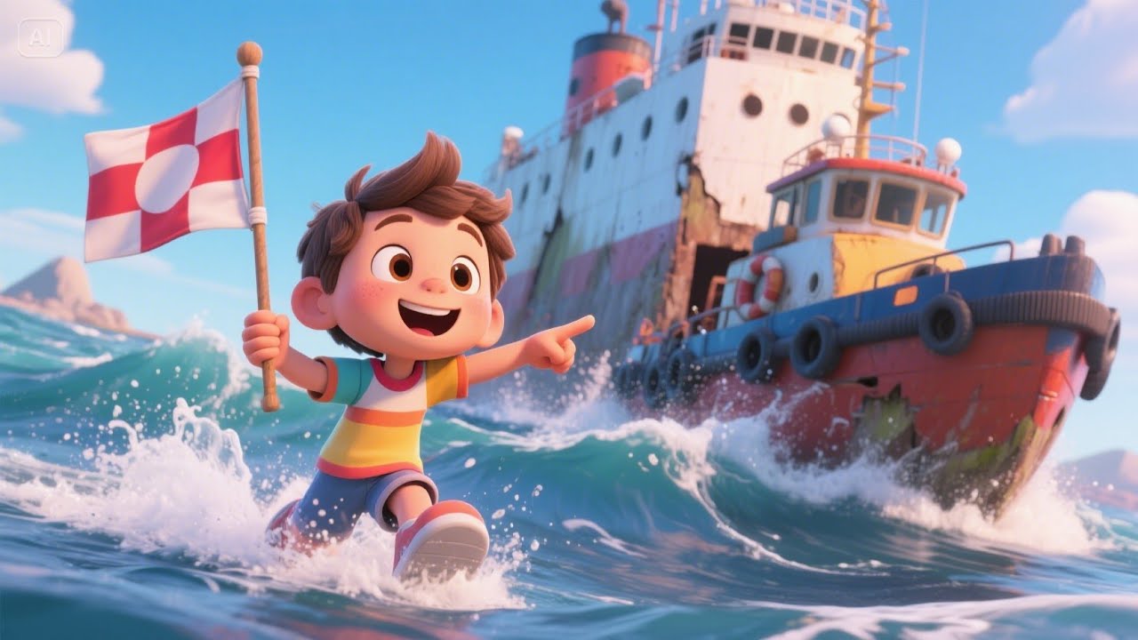 Tugboat to the Rescue | Brave Tugboat Kids Song | Ocean Rescue Adventure Rhyme