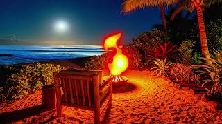 Moonlight Beach Fire — Relaxing Sleep Music | Peaceful Ocean Waves & Night Ambience for Deep Sleep