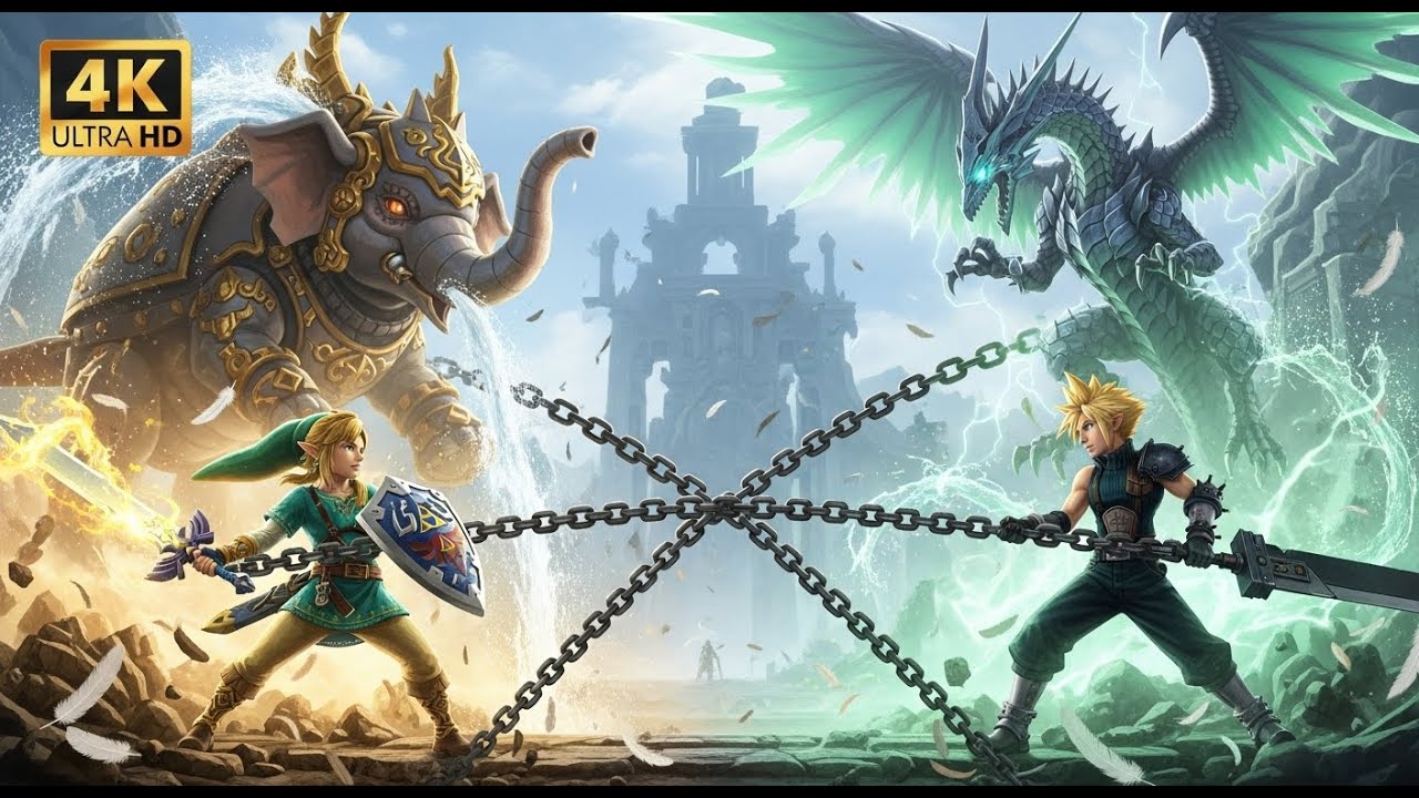 LINK vs CLOUD: Hero Unlocks Fierce Deity! ⚔ The Sword War part 2