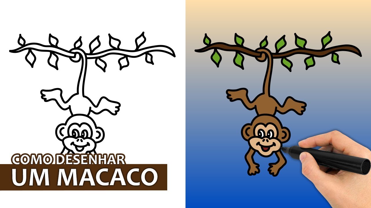 Tutorial de desenho. Como desenhar um macaco engraçado imagem