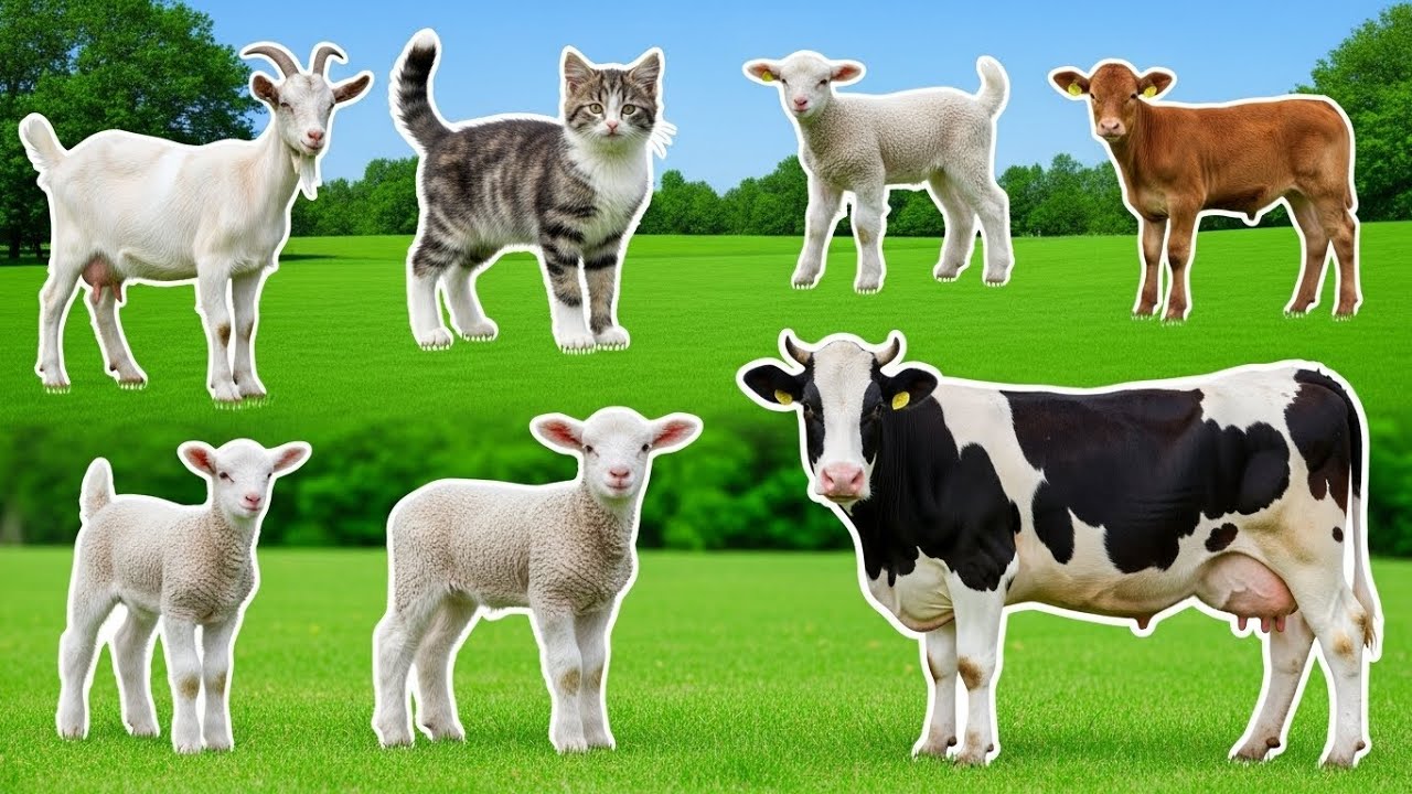 Farm Animal Sounds Video Collection: Sheep, Cow, Goat, Pig, Chicken, Duck
