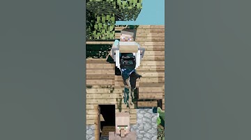 Minecraft Steve Pranks Villager With Liquid Physics. #shorts #minecraft #blender #3d