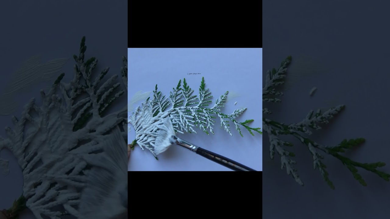 Leaf rubbing acrylic painting