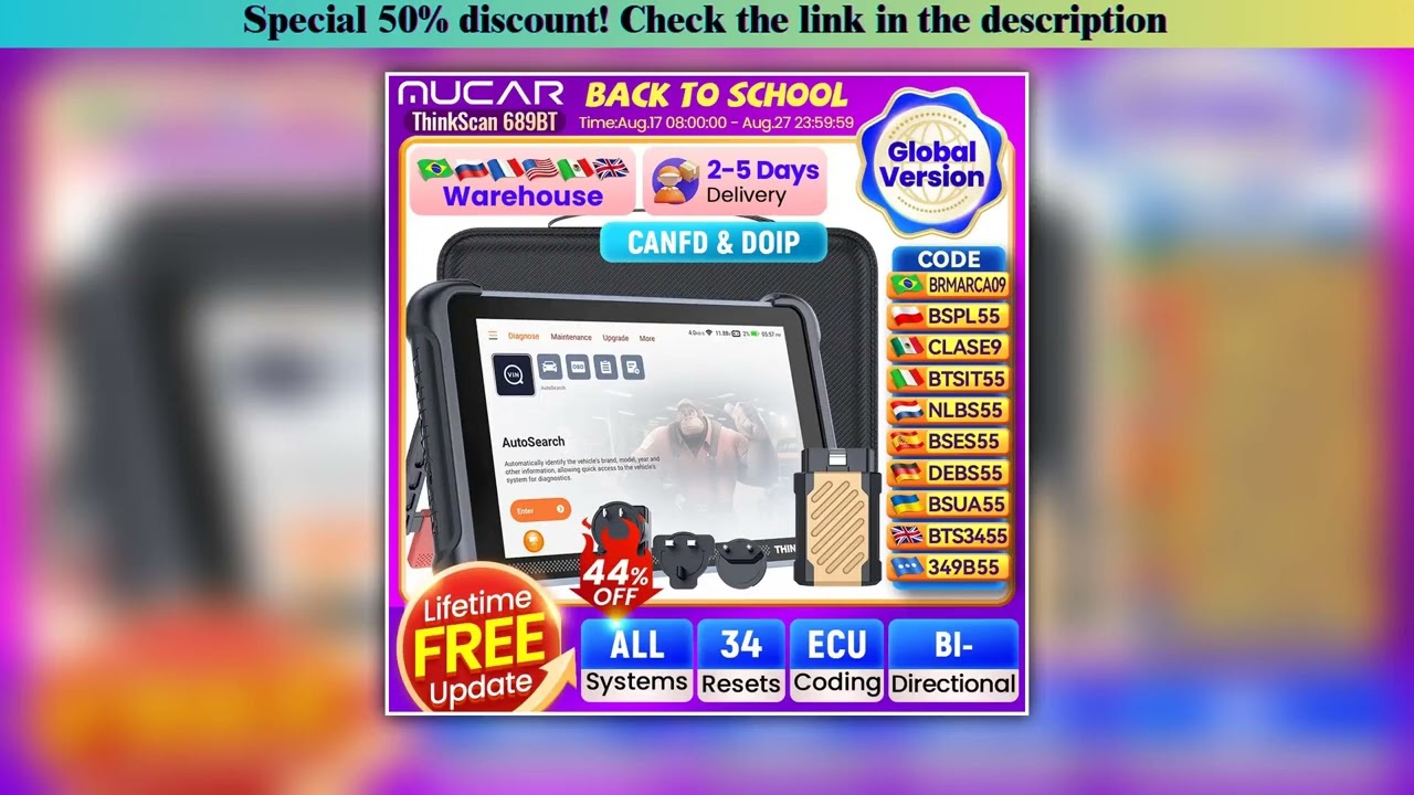 Deal THINKCAR THINKSCAN 689BT CANFD DOIP Bi-directional ECU Coding Professional Car Diagnostic Tool