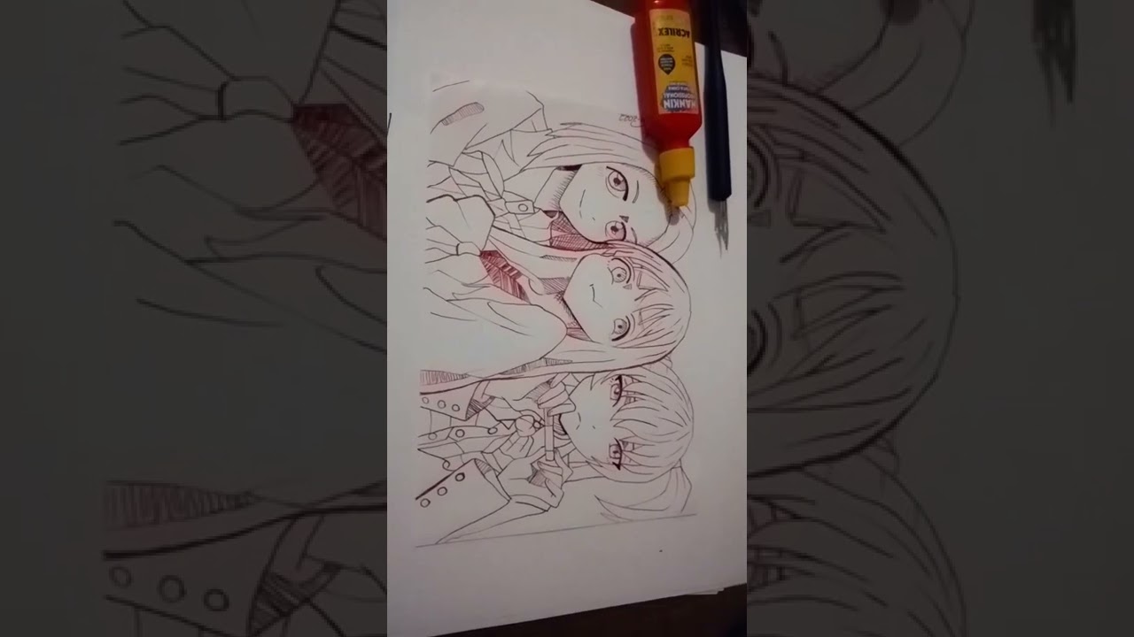 Desenho finalizado (Touko Usagihara , Komichi Akebi e Erika Kizaki)