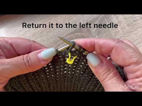 Knitting. How to decrease stitches in a knitted rib with a slant to the right. SSK.