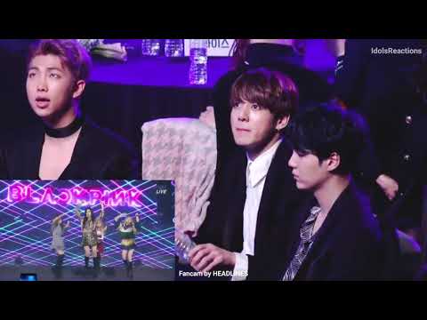 170222 BTS REACTION TO BLACKPINK ( CLOSE - UP ) | WHISTLE + PLAY WITH FIRE | GAON MUSIC AWARD 2017