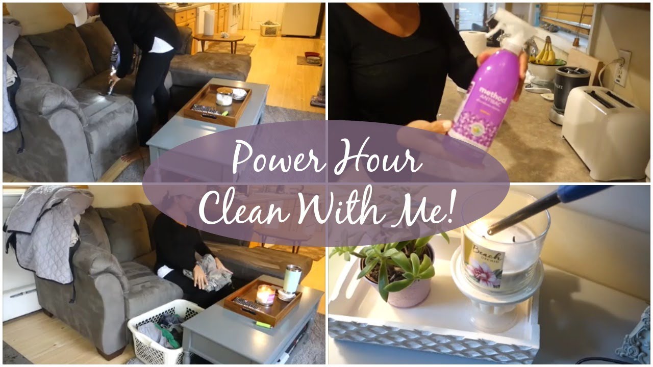 My quick cleaning routine! | Power Hour | Tiding up in between visits from cleaning lady!