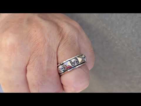 Sterling Silver Skull Blood Spinning Ring