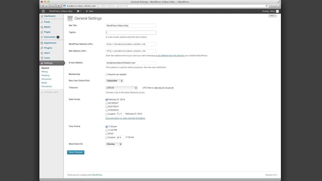 WordPress 3.5 Remove Just Another WordPress Site Tagline Video Tutorial ...