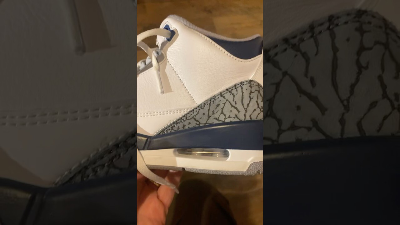 Close up on the Jordan 3 midnight navy