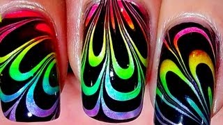 marble nails rainbow water nail marbling cool short professional swirl tutorial really cut nailart amazing nagels easy swirls half fingernails