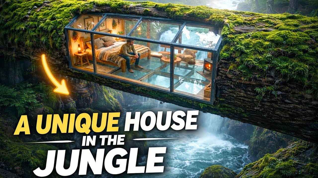 Secret Tree House Inside a Trunk Over a Waterfall (Pure ASMR)