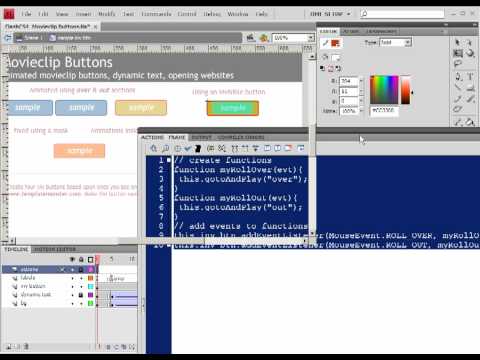 FlashCS4, Movieclip Buttons, part6, invisible buttons.avi