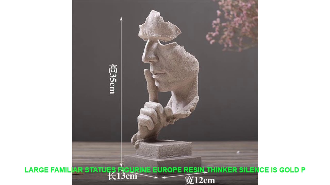 Large Familiar Statues Figurine Europe Resin Thinker Silence Is Gold P