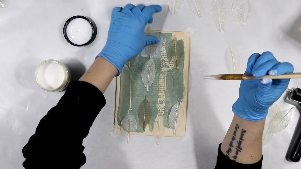 (158) Day 9 of the 100 Day Project! AMAZING Collage Pages with Skeleton Leaves