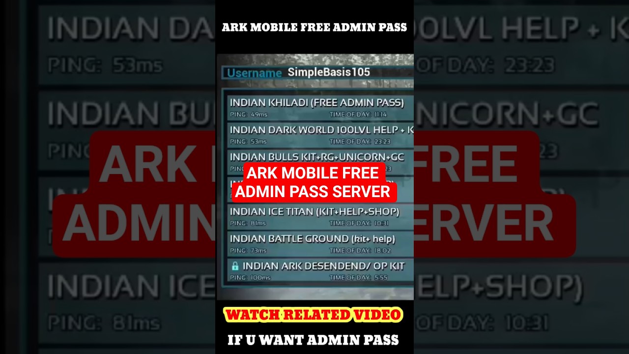 ARK MOBILE FREE ADMIN PASS 