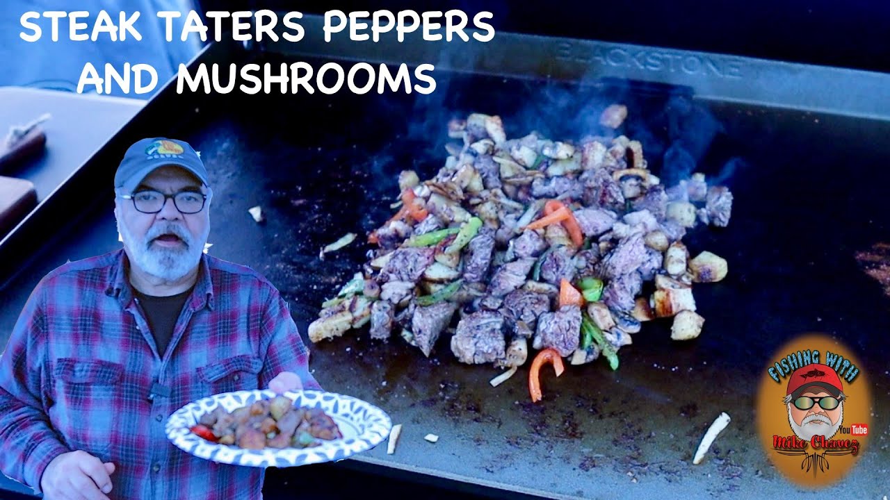 My First Cook On The Blackstone 36" Steak Taters peppers YouTube
