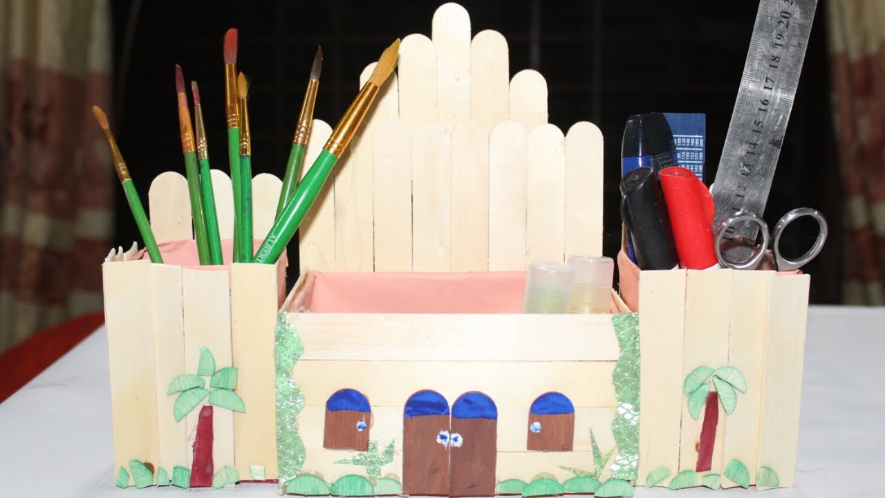 Table Organizer with Popsicle Sticks | DIY Organizer - YouTube