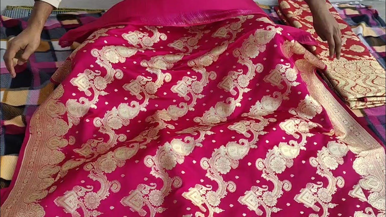 Banarasi kataan Silk saree Pink Color beautiful Saree Rani Color Saree | Fashion Adda