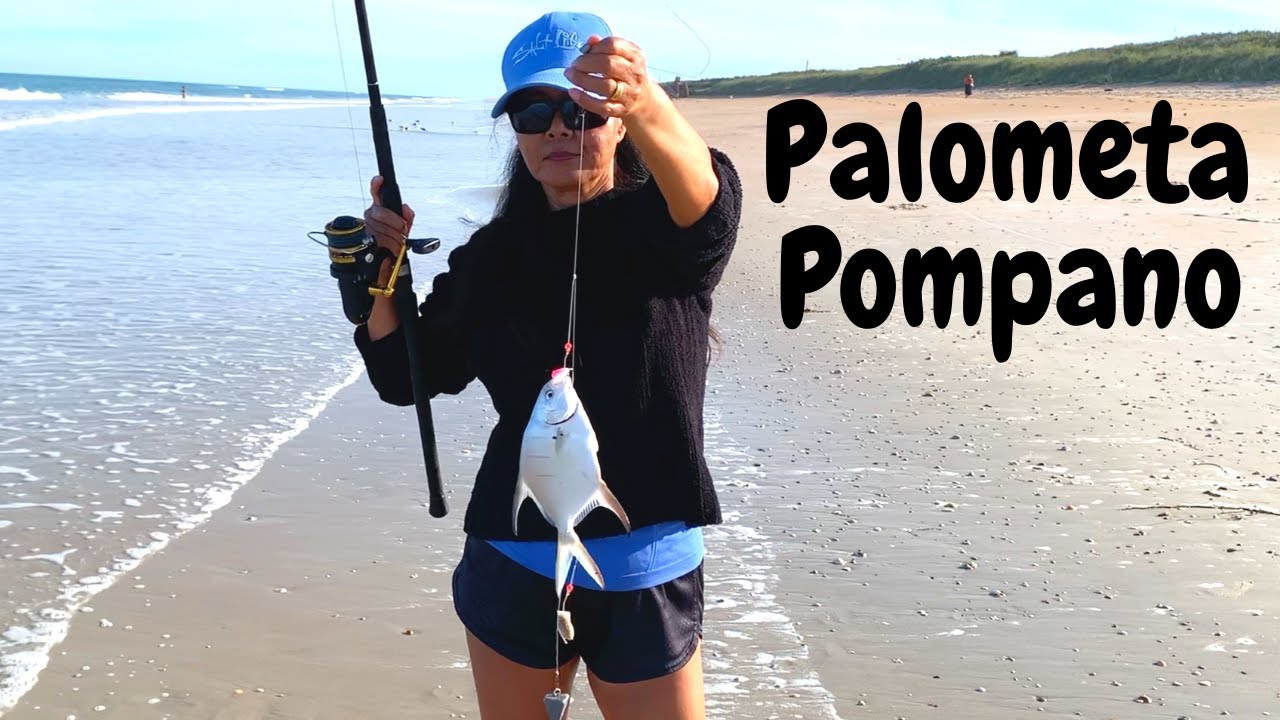 SURF FISHING NEW SMYRNA BEACH, My Wife catching Bluefish and Palometa