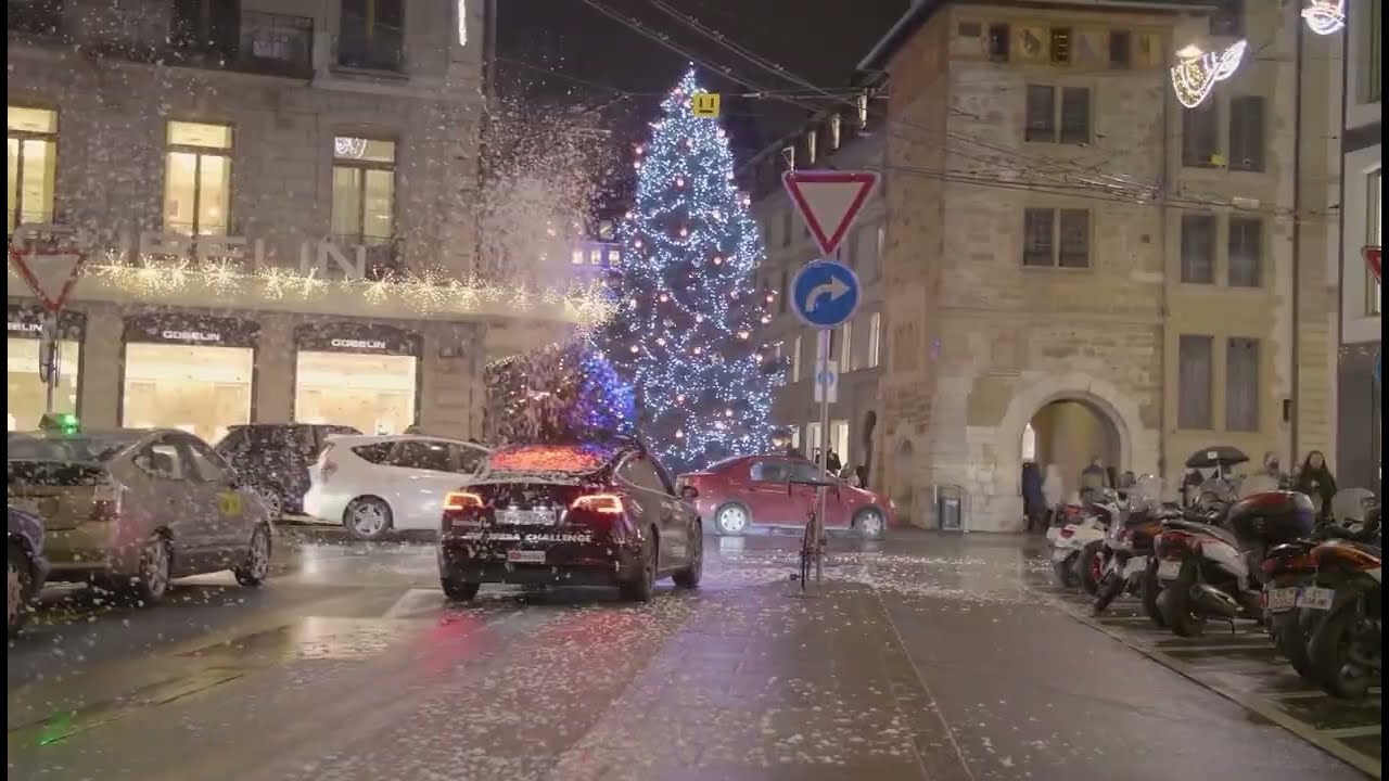 People Started Dancing Under the Snow 🎄 Tesla Christmas Magic