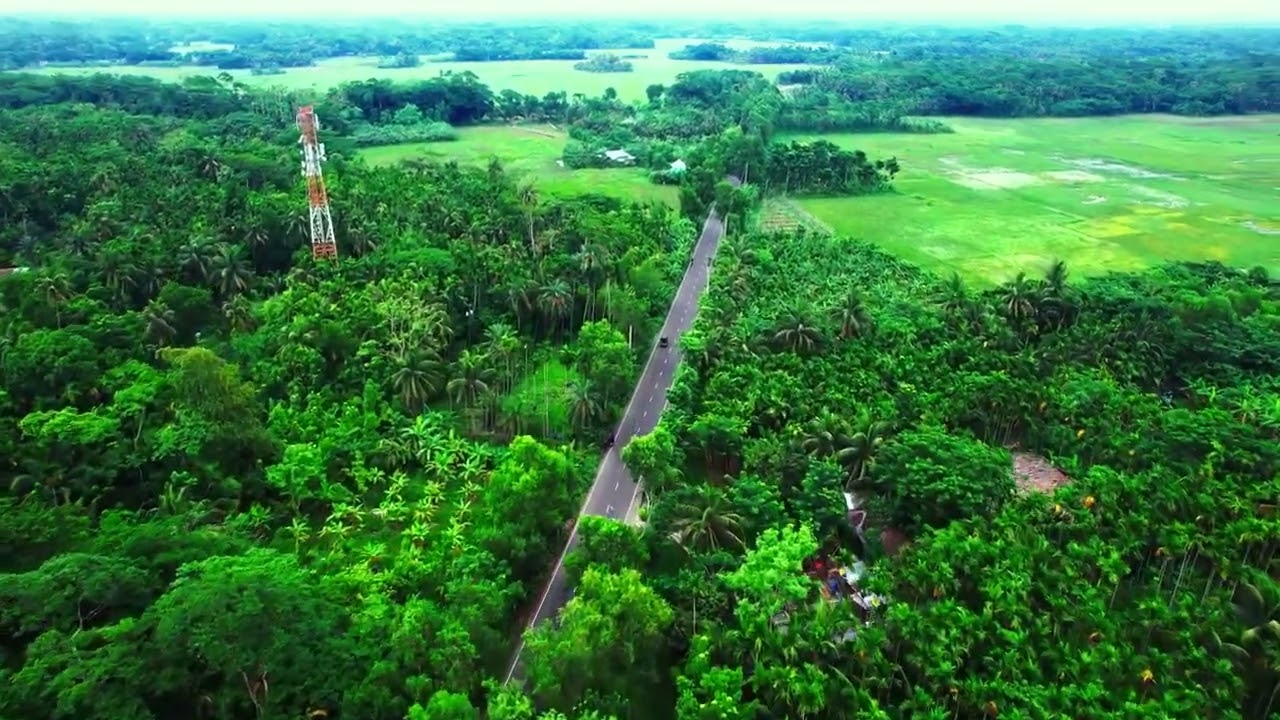 4K Cinematic Drone view village Highway l Free  Drone Video l Free stock footage l Copyright free