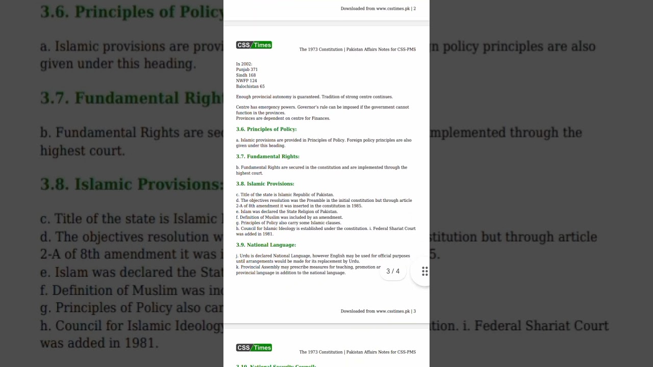 Css notes for PMS The 1973 constitution.....