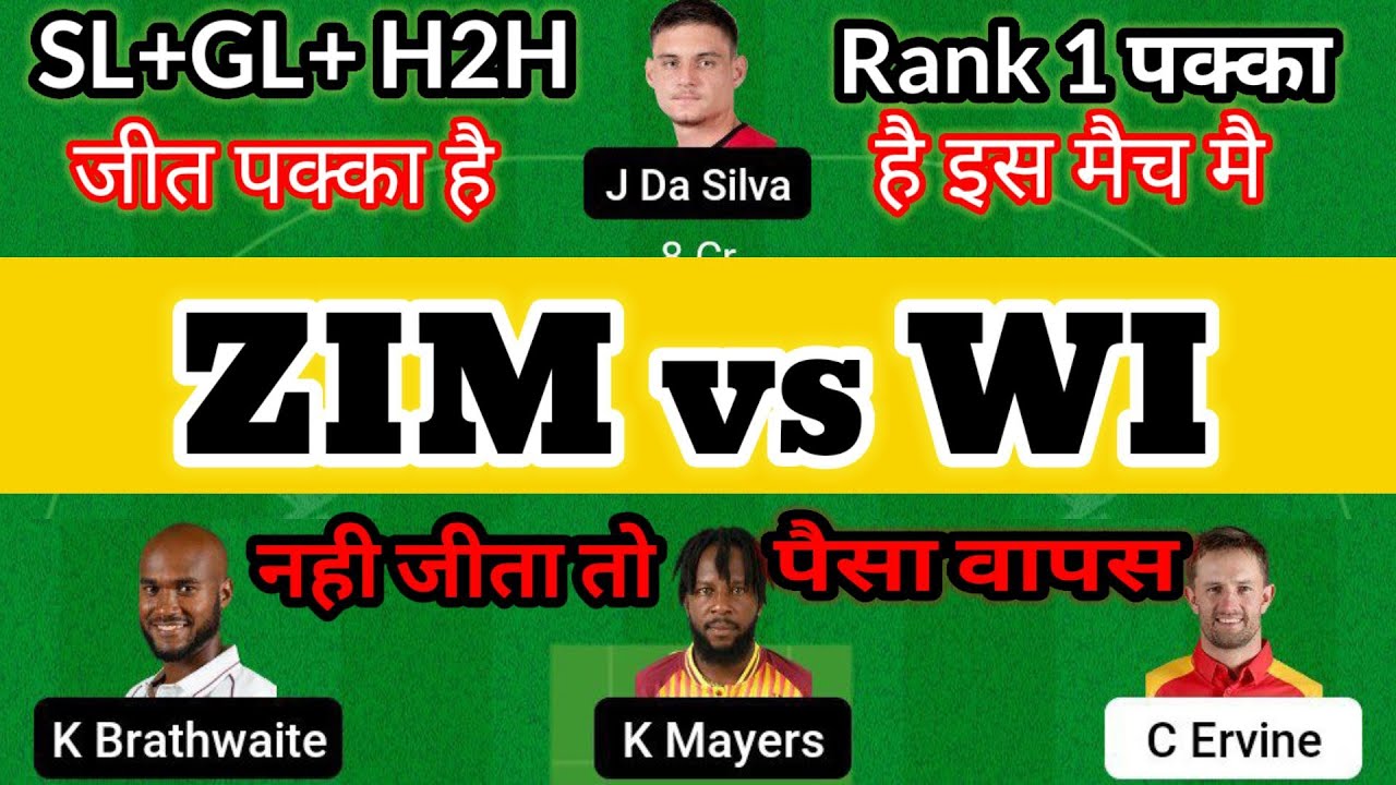 ZIM vs WI Dream 11 Prediction | ZIM vs WI Dream 11 ZIM vs WI Dream11 Prediction Today Match