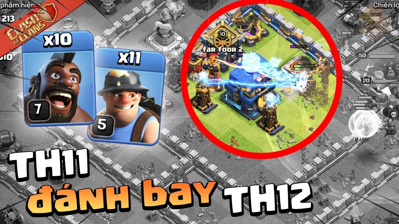 TH11 ĐÁNH NÁT 3 SAO TH12 Rank Huyền Thoại - Combo TH11 Cực Dễ Clash of clans | Akari Gaming