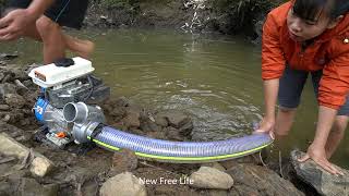 Wild Fishing Exciting, Easy Catch Alot Big Fish With A Large Pump Sucks Water Out Of Wild Lake