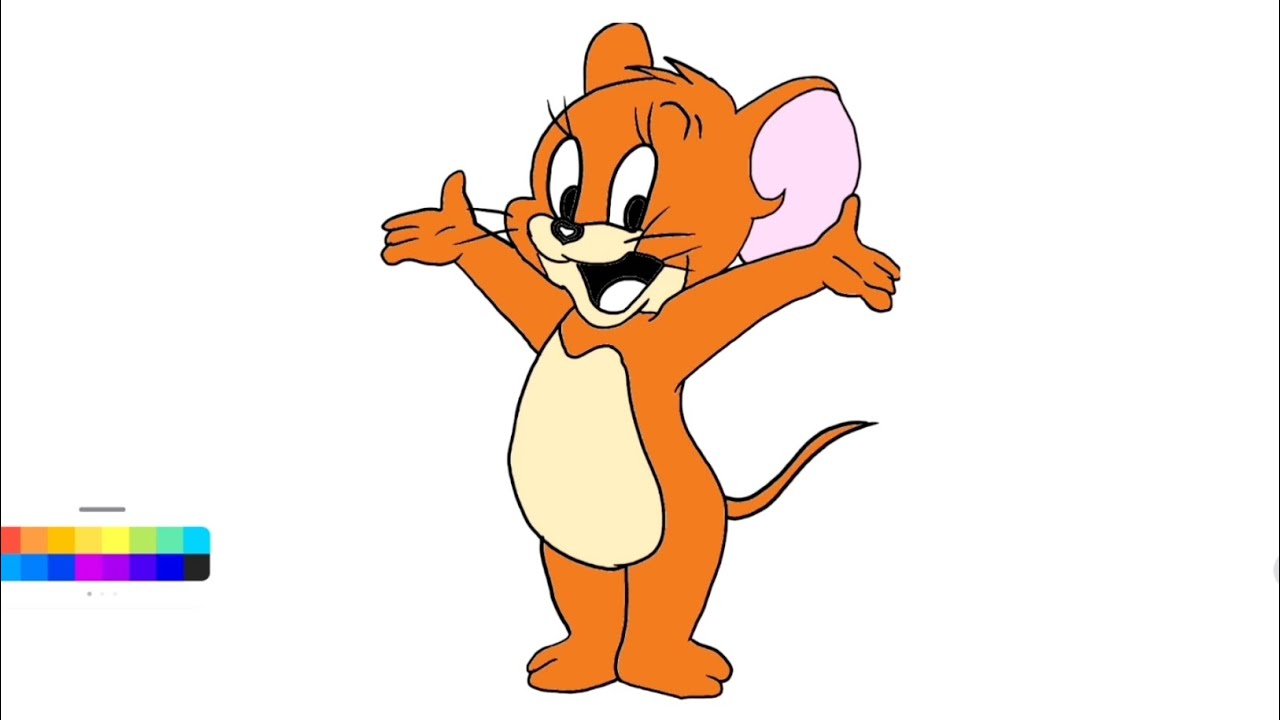 How to Draw Jerry Mouse Step by Step 🐭 | Easy Cartoon Drawing | Tom and ...
