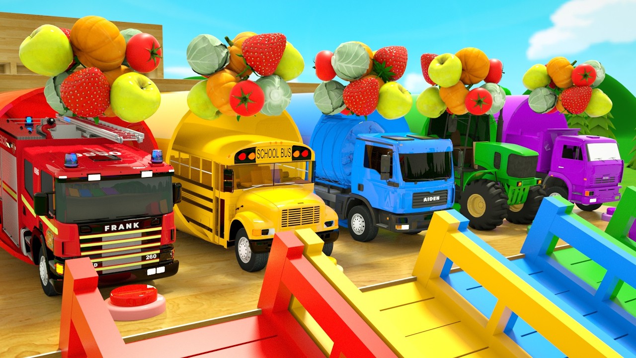 Super Simple Songs - repainting a fire truck, school bus (learning colors) - Baby Nursery Rhymes
