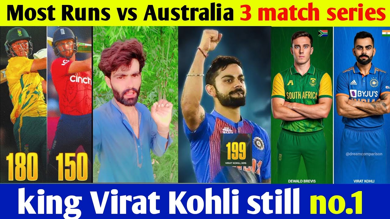 Virat Kohli on top Most runs vs Australia in Aus in a three match series 