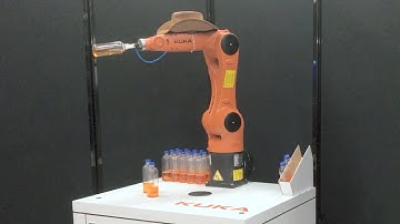 AMAZING!! Bottle Flipping Robot by Kuka at SXSW 2017