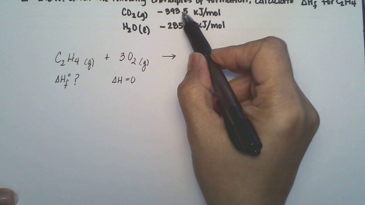 Calculate the enthalphy of formation for C2H4. [DHf... - youtube