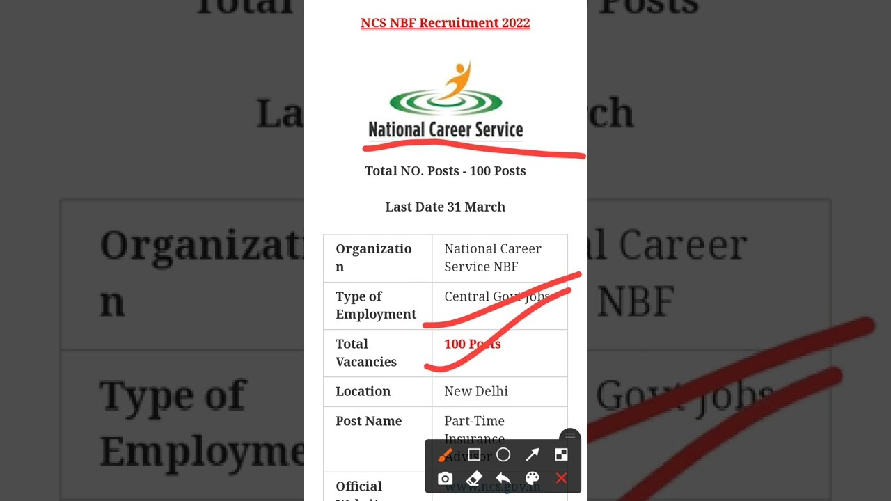 100 Posts - National Career Service NBF - NCS NBF Recruitment 2022 - Last Date 31 March