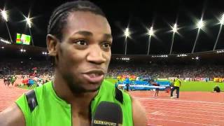 Watch Yohan Blake interviewed after winning 100m in Zurich 2011