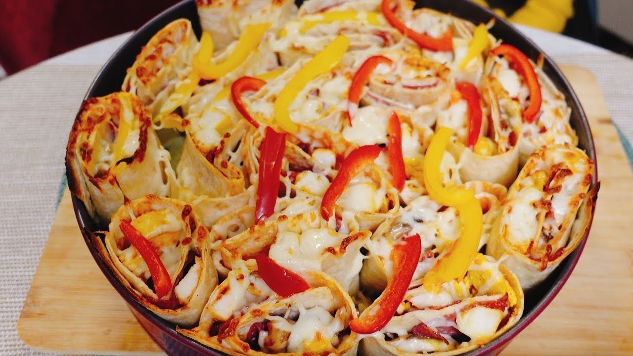 Tortilla Roll Pizza, Easy and Delicious,No Dough pizza, chicken grill pizza