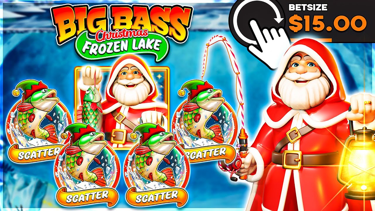 4 SCATTER BONUS On BIG BASS CHRISTMAS FROZEN LAKE SLOT!!