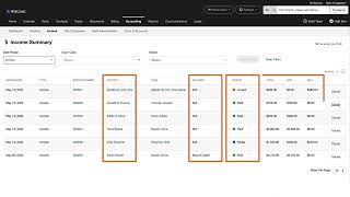 Accounting Basic Navigation: Income Tab