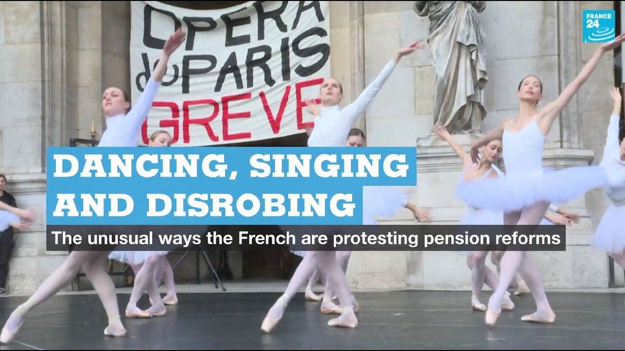Dancing, singing and disrobing: the unusual ways the French are protesting pension reforms