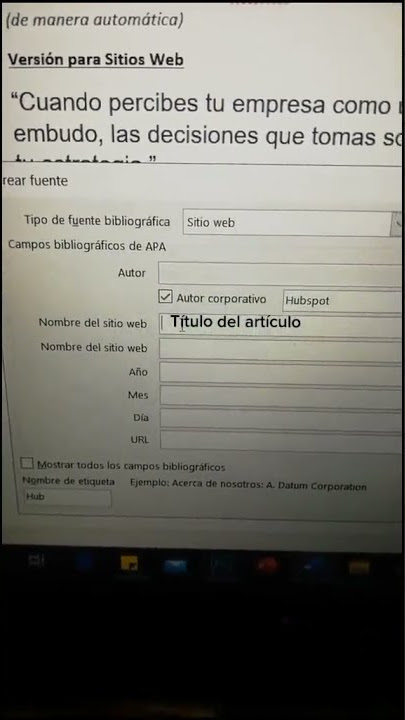 💡Cómo insertar citas y fuentes de SITIOS WEB en formato #APA con WORD de manera automática #Shorts
