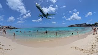 360 video on Insta360 X4. Sint Maarten Maho Beach 2024-07-29