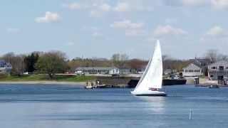 Rustler 33 sailing past Tiverton, RI