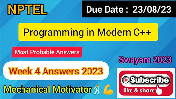 Programming in Modern C++ | Week 4 Quiz | Assignment 4 Solution | NPTEL | SWAYAM 2023